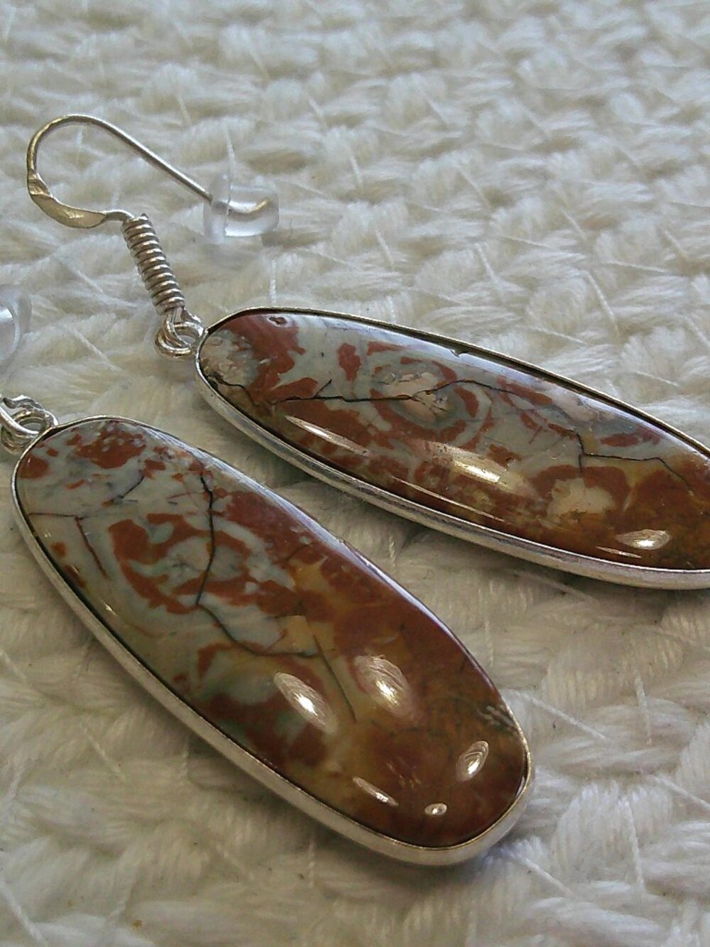 Natural BIRDS EYE JASPER Handmade Sterling 925 Dangle Earrings #103F